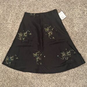 Chic Black Embroidered A-Line Skirt